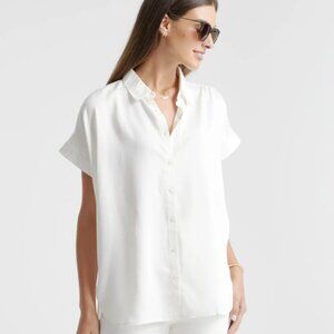 Quince Women's Vintage Wash Tencel Camp Shirt, White, Size M